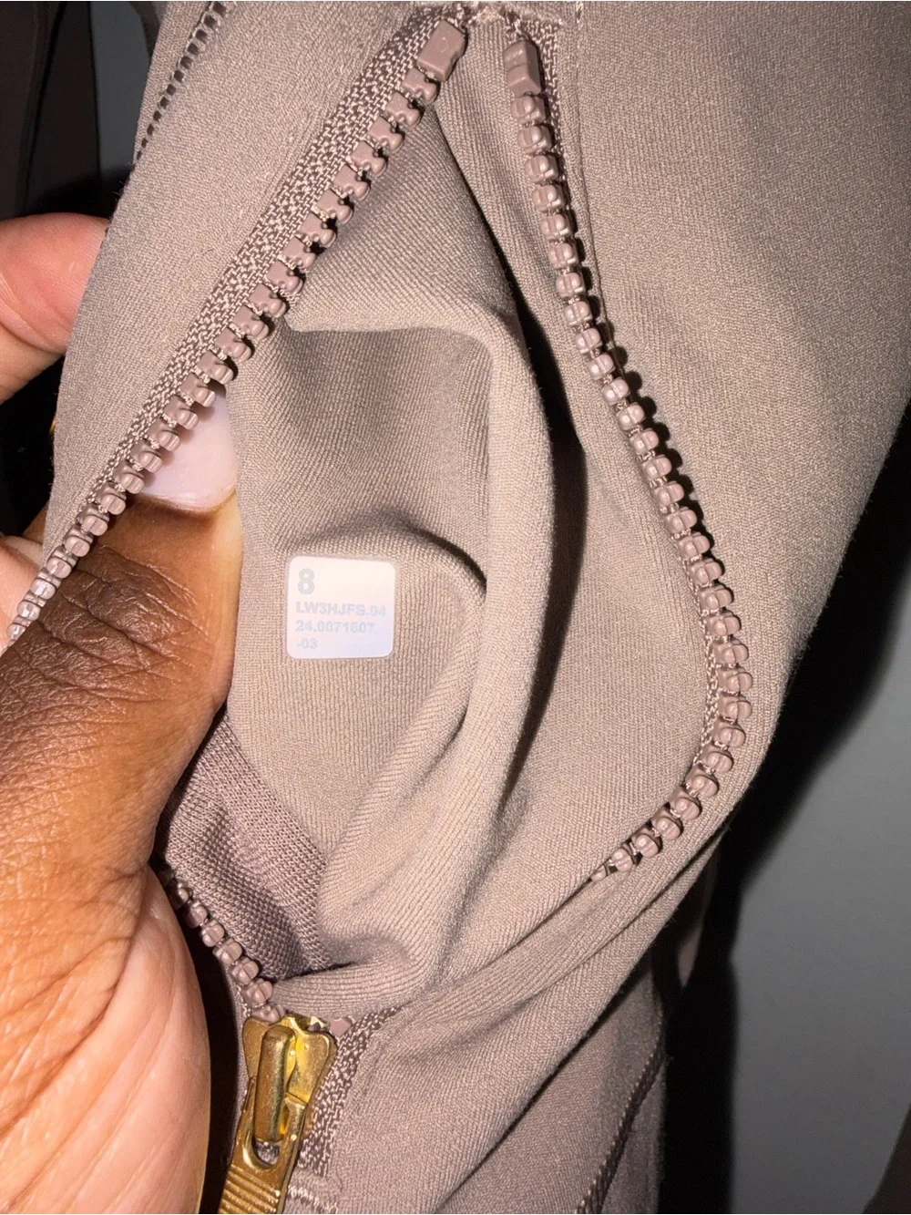 lululemon athletica Taupe Zip-Up Utility Jacket with Gold Hardware